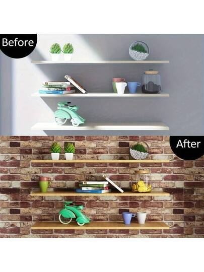 Roll Of 3D Brick Pattern Self Adhesive Wallpaper|PVC Material|Easy To Peel Off Paste, Removable|Modern Home ation, Bedrooms Living Rooms|Realistic Rood Bruin Texture Wand Stickers| Furniture Renovation, Easy Upgrade Furnishing|Brick |Textured Bed Room Wallpaper Paper Kitchen view 4