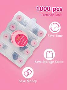 240PCS 500PCS 1000PCS Premade Fans Eyelash Extensions 240-1000 Fans Single Length 240 Fans 20D D Curl Handmade Volume Lashes Extensions 0.07mm Thickness 8-15mm Premade Volume Eyelash Extension Middle Stem Pointy Base Premade Lashes - D - View 2
