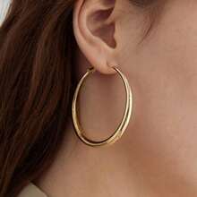 Elegant Smooth Round Earrings Suitable For Women To Wear - Fashionable And Simple Round Design, Perfect For Parties, Banquets, And Year-Round Wear, Innovative Earrings - Gold - View 3