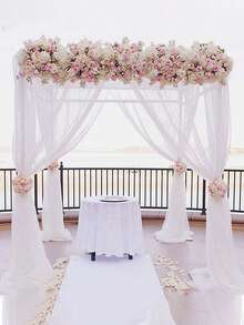 1卷5/10/20米白色欧根纱拱形布，派对室椅背装饰，礼品包装欧根纱，婚礼派对背景装饰，生日派对餐桌装饰欧根纱，鲜花包装绳，婚礼装饰欧根纱，椅背装饰，派对礼物，派对装饰，桌面中心装饰品，万圣节装饰，圣诞节装饰，2026新年 - 白色 - 查看 8