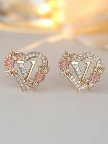 Tsnamer 1 对心形首字母耳钉，适合女孩女士，心形雕刻 26 个字母 A-Z 个性化名字花耳环，适合日常情人节母亲节珠宝生日礼物情人节、妈妈、母亲、母亲节、礼物 - 耳環 - 查看 42