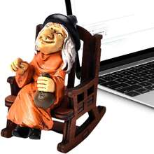 Miniature Halloween Figurines Tiny Witch Sitting On Rocking Chair Resin Statues For Home Holiday Decor - 橘色 - 查看 3