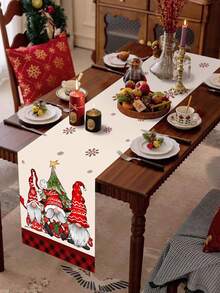 1 pieza Camino de mesa de Gnomo navideño, Gnomo navideño retro con diseño de árbol de Navidad a cuadros rojos, adecuado para decoración de mesa de sala de estar navideña, regalo de Navidad, Feliz Año Nuevo 2026, suministros de decoración de invierno