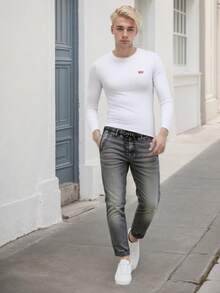 Herren Graue Jeans - Slim Fit Graue Jeans - Jeans mit elastischem Bund in Grau - Stretch Denim Jeans - Graue Jeans - Herren Denimhosen - Vielseitige Jeans für alle Jahreszeiten - Jugendliche Lässig Hosen, Streetwear Stil, Bequem & langanhaltend, Hochgeschnittene Jeans, Business Lässig Denimhosen, Beine schmeichelnde Herrenhosen