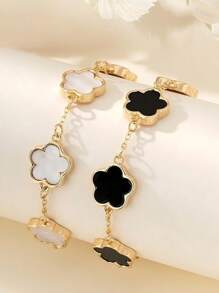 1pc Five-Petal Flower Bracelet, Clover Flower Bracelet, Delicate Luxury Unique Gift For Women