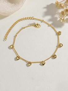 1pc Stainless Steel Heart Shaped Delicate Bracelet, Versatile & Elegant Jewelry Accessory For Women