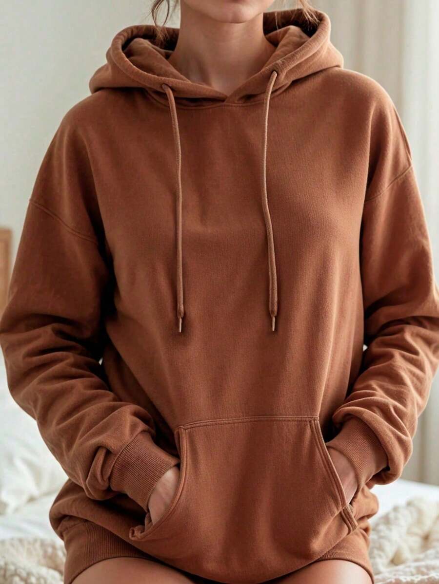 Women's Sweatshirt Cold Weather Blouse Coat Winter Jacket Hooded  Sweatshirt Long Sleeve Premium Flannel - Rust Brown - View 1