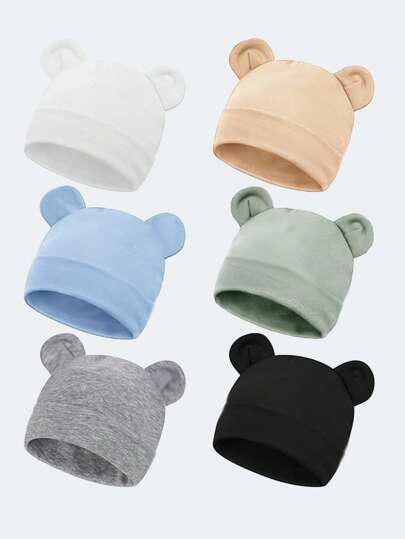 1/3 peças chapéu para bebê recém-nascido cor sólida e estampado com design de orelha quente protetor fofo acessórios casuais diários adequados para uso ao ar livre