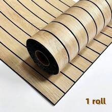 1 Roll Thick 3D Wood Grain Shapes & Stripes Vinyl Wallpaper, Self-Adhesive Peel And Stick, Suitable For DIY Wall, TV Background, Ceiling, Kitchen, Living Room, Bedroom, Wall Furniture Renovation And Home Decor, 118in X 15.7in