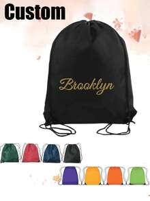 1 pezzo Sacche con coulisse in poliestere personalizzabili - colori brillanti, logo/testo personalizzato, zaini leggeri e durevoli per matrimoni, baby shower, compleanni, lauree e festival | Design accattivante con chiusura a cordoncino per fitness