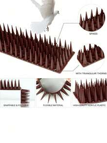 Bird Spikes, 1 Pc Bird Squirrel Raccoon Pigeon Cat Animal Deterrent Spikes For Outside Anti Bird Defender Spikes Outdoor To Keep Birds Away Brown