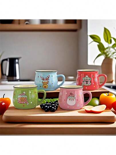 1 pezzo Tazza di Natale con motivo cartoni animati, tazza da mousse carina e mini, adatta per feste di Natale, ufficio, casa, colazione, latte, caffè