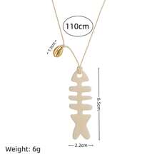 1 Stück Sommer Ozean Serie einfache und modische Muschel Fischgräte kleine Fisch Konchen Anhänger Halskette mit geflochtener Kordel, 18 Karat Vergoldung, nicht leicht zu oxidieren, geeignet für Lässig-Kleidung, Reisen, Strandausflüge. - Weiss - Übersicht 2