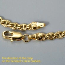 Collar de cadena cubana chapado en oro de 14k, accesorio de moda unisex para uso diario y de fiesta con estilo retro hip hop - Dorado - Ver 3