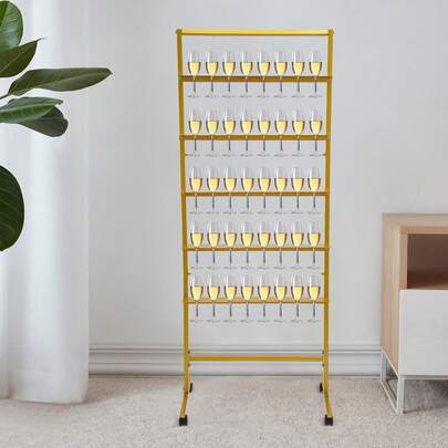 Champagne Glass Holder For Party, 5-Tier Metal Champagne Flutes Display Stand, Champagne Wine Glass Holder With Swivel Casters