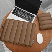 TECOOL 适用于13-16英寸厚笔记本电脑的保护套，防水设计，带配件袋，适用于MacBook Air 13/15 M1/M2（2012-2023）、Pro 13/14/15/16（2010-2022）、Chromebook、Surface、HP笔记本电脑，棕色 - 棕色 - 查看 3