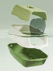 1pc Fully Enclosed Cat Litter Box, Odor-Proof & Splash-Proof, Includes Litter Scoop, Litter Mat, Cat Cleaning Supplies, Indoor Cat Litter Box