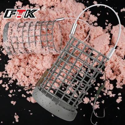 FTK 1pc Fishing Bait Feeder Basket: European Style Metal Bait Cage, Made Of Lead-Free Material, Can Be Used As Carp Feeding Device - Suitable For Carp Fishing Accessories.