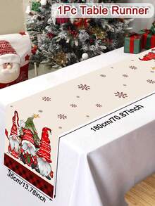 1 pieza Camino de mesa de Gnomo navideño, Gnomo navideño retro con diseño de árbol de Navidad a cuadros rojos, adecuado para decoración de mesa de sala de estar navideña, regalo de Navidad, Feliz Año Nuevo 2026, suministros de decoración de invierno