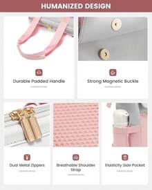 LOVEVOOK Laptop Backpack Women Work Laptop Bag With USB Port - Light Grey & Pink - View 6