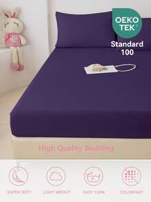 1 buah Sprei Fitted Warna Polos, Pelindung Kasur, Penutup Kasur, Sprei Fitted dengan Kantong Dalam, Lembut & Bernapas, Cocok untuk Berbagai Ukuran Kasur - Twin, Full, Queen, King, Perlengkapan Tidur Penting untuk Rumah & Asrama - Ungu Tua - View 5