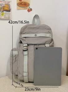 女士时尚简约彩色背包，翻盖开合，侧拉链口袋，轻便，适合旅行、校园、学校使用