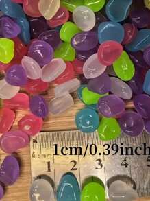51/201/600 Pieces (Colored/Blue/Light Purple) Luminous Stones - Bright Neon Colored Plastic Decorative Stones, Used For Garden, Halloween Sidewalk, Flowerpot, Fish Tank, Pond, Courtyard, Bonsai Decoration, Absorbing Light During The Day, Durable Outdoor Decoration, Luminous Party Decoration, Garden Stones, Pot Landscape Decorative Stones, Fish Tank Decorative Stones