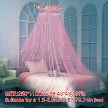 1 件蚊帐带发光霓虹星星装饰，北欧风格床罩易于安装荧光星星设计，无需安装，夏季防尘防蚊 - 彩色 - 查看 16