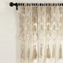 LUSH DECOR Boho Macrame Tassel Cotton Window Curtain/RoomDivider/WeddingBackdrop/WallDecor Neutral Single 40X84 Halloween-Fall Decor-Room Decor - 中性的 - 查看 2
