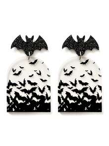 2 pezzi Orecchini a perno in acrilico trasparente a forma di pipistrello unici, orecchini pendenti in stile vintage in acrilico per donne, adatti per feste di Ognissanti, uscite (senza scheda, motivo a pipistrello casuale)