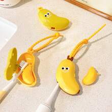 1pc Cute Banana Toothbrush Protective Cap, Portable Dust-Proof Cover, Toothbrush & Toothpaste Storage Box, Compact & Convenient