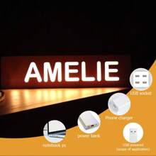1pc Customized Name LED Light, Personalized Gift With Cute Small Pattern, Unique Gift For Men & Women, Suitable For Bedroom, Living Room Decor, Children's Day, Birthday, Anniversary, Back To School, Halloween, Christmas, Graduation, Party