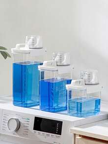 1pc Laundry Detergent Dispenser, Anti-Backflow Liquid Detergent Container, Plastic Liquid Detergent Dispenser, For Laundry Room Organization - Clear - View 1