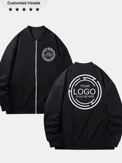 Customized Women's Stand Collar Zip-Up Jacket - Custom Logo/Work Uniform/School Uniform/Campus Service Logo Customization/Advertising Printing/Text/Photo/Group Photo/Name/Anniversary/Halloween, Christmas, New Year, Valentine's Day Gift/School Uniform/Boyfriend/Girlfriend/Parent-Child/Comfortable Outerwear Hoodie/Work Uniform Customization/Customize The Pattern You Want