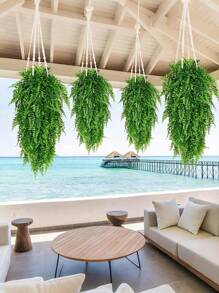 1 件人造藤蔓悬挂假植物，人造蕨类植物墙假常春藤绿花房间装饰适用于家庭花园、婚礼派对、活动室和户外装饰，人造装饰品，逼真植物 - 綠色 - 查看 2