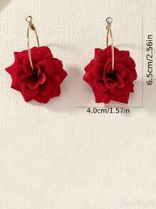 1 Par de Brincos Vintage Elegantes com Flor de Rosa Vermelha Vívida, Adequado para Uso Diário, Atividades ao Ar Livre, Festas e Presentes