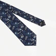 1 件男士 3.15 英寸海军蓝花卉领带，婚礼、派对时尚领带，高品质高密度男士领带 - 藏蓝色 - 查看 5