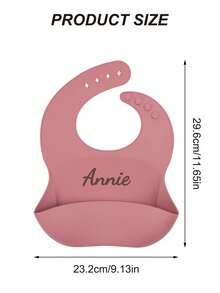 1pc Personalized Silicone Baby Bib, Adjustable Portable Infant Feeding Accessories - Multicolor - View 11