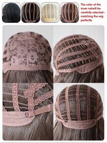 28" Cool Tone Brown Retro Egg Roll Curls Wig With Bangs- Voluminous Long Barrel Waves Synthetic Hair For Party Cosplay Daily Wear& All Skin Tones. - Brown - View 12