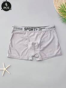 Męska, 4-częściowa, wygodna, sportowa, perforowana bielizna męska na płaskim obcasie, swobodna i oddychająca