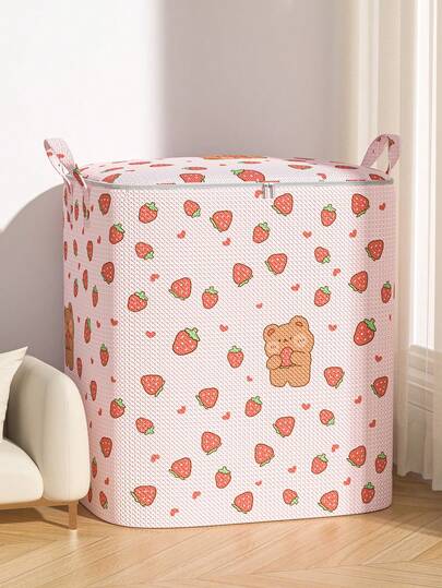 1pc Foldable Storage Bag, Cartoon Storage Bag, Mother Supplies Storage Bag, Oxford Cloth Zipper Dustproof Compartment, Clothing And Toy Classification Sorting Bag, Household Miscellaneous Classification Storage Box, Dormitory Storage Bag, Toy Storage Bag