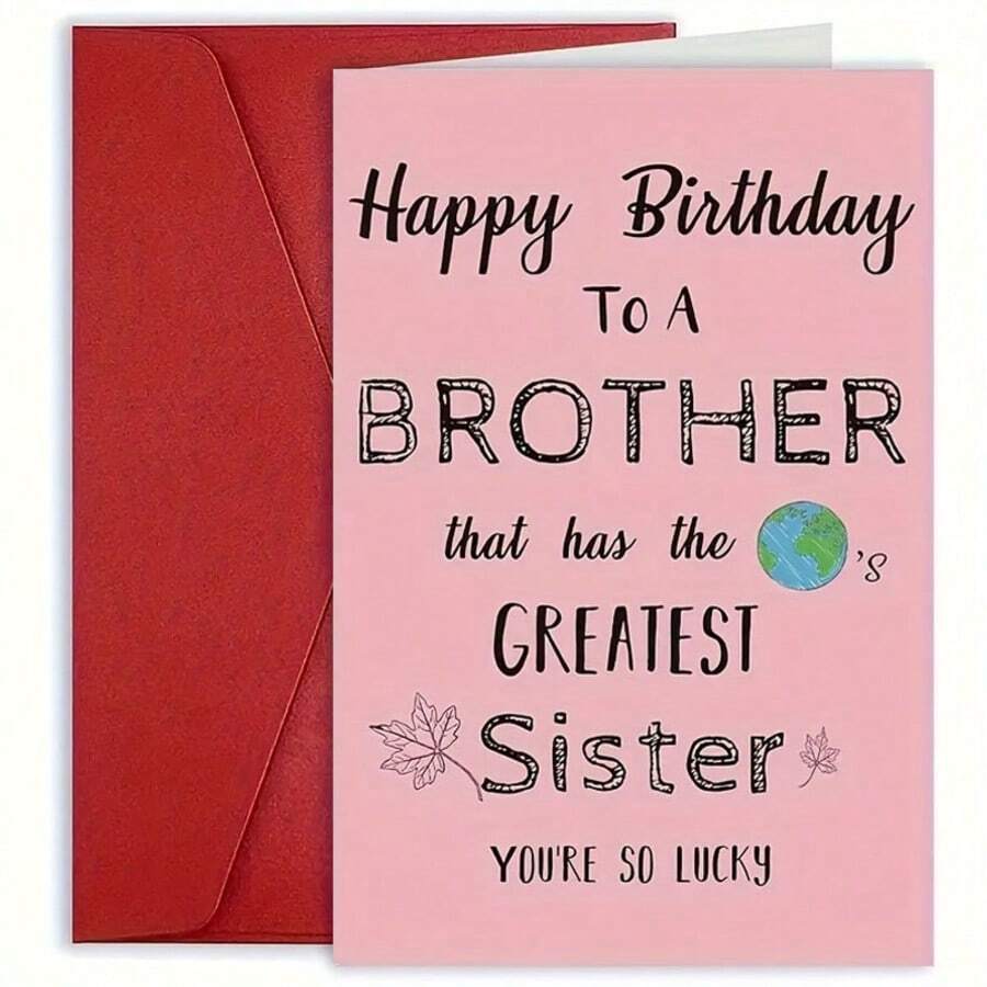 1 Stück personalisierte Geburtstagskarte mit Umschlag, von Schwester für Bruder vorbereitet, interessante Umschlag-Grußbotschaft, individuelle Nachricht, ideales Geschenk zum Geburtstag des Bruders