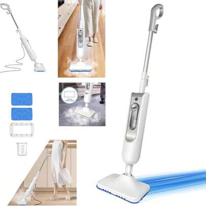 Royalswill Steam Mop 1500W, 2-Speed Floor Steamer, With Removable Tile Handle, Hardwood, Household Handheld Steam Cleaner, 400 Ml Water Tank, With 2 Reusable Pads, Multi-Layer Floor And Carpet Cleaning, Maximum Steam Output 28 G/Min