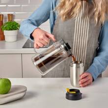 IKEA Cốc du lịch bằng thép không gỉ có thể tháo rời và giặt được, chống trượt và dễ cầm, cốc nước di động cho ô tô, văn phòng, thiết kế đơn giản và dễ vệ sinh, cốc giữ nhiệt ngoài trời, màu bạc - Bạc - Xem 3