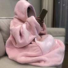 Thick Flannel Hooded TV Blanket With Sleeves,Ultra-Soft Sherpa Double-Sided Wearable Slouchy Blanket, Oversized Long Sleeve Fleece Blanket Jumpsuit,Flannel Pajamas, Tv Blanket, Cover Blanket, Tv Blanket, Outdoor Cold-Proof Hooded Home Clothes BlanketFor Couples/Home Wear,Warm Couple Winter Nap Blanket With Pockets