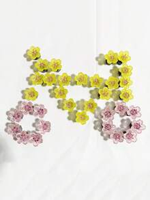 4 Stücke rosa glitzernde Blumen & gelbe Blumen Reifenventilkappen - Metallmaterial, passend für Auto, Fahrrad, Motorrad - glänzendes Blütenblatt Design, schwarze Mitte - lustiges Geschenk für Freunde und Familie, Reifen Zubehör, Auto Dekoration, verspielter Stil, hochwertige Verarbeitung, Fahrzeugdekoration - Verschiedenfarbig - Übersicht 7