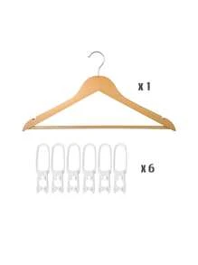 7/25/50 件重型实木衣架 + XL 塑料夹 - 加厚防滑无痕晾衣套装，适用于被子、精品衣架、家庭洗衣房；适用于房东、家庭、服装店乔迁之喜的商业级悬挂解决方案 - 彩色 - 查看 14