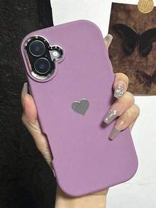 1 件简约紫色心形手机壳适用于 iPhone8 Plus X XR Xs Max 11 12 13 14 15 16 Pro Max iPhone17/17pro/7promax，全身保护套 - 紫色 - 查看 2