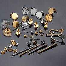 10 piezas de pendientes con forma de flor y corazón redondo de acero inoxidable con respaldos, adecuados para hacer joyas y accesorios de pendientes DIY - pendientes - Ver 2