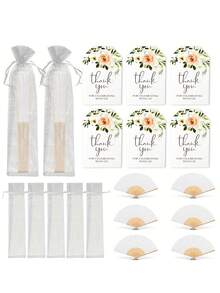 3/15/30pcs/Set Pink Wedding Paper Fan Set | Ladies' Folding Fans With Thank You Tags And Tulle Bags - Bridesmaid Gifts, Bridal Dance Props, Wedding Decorations, Party Accessories, Bachelor Party Photo Props, Perfect Wedding Favors